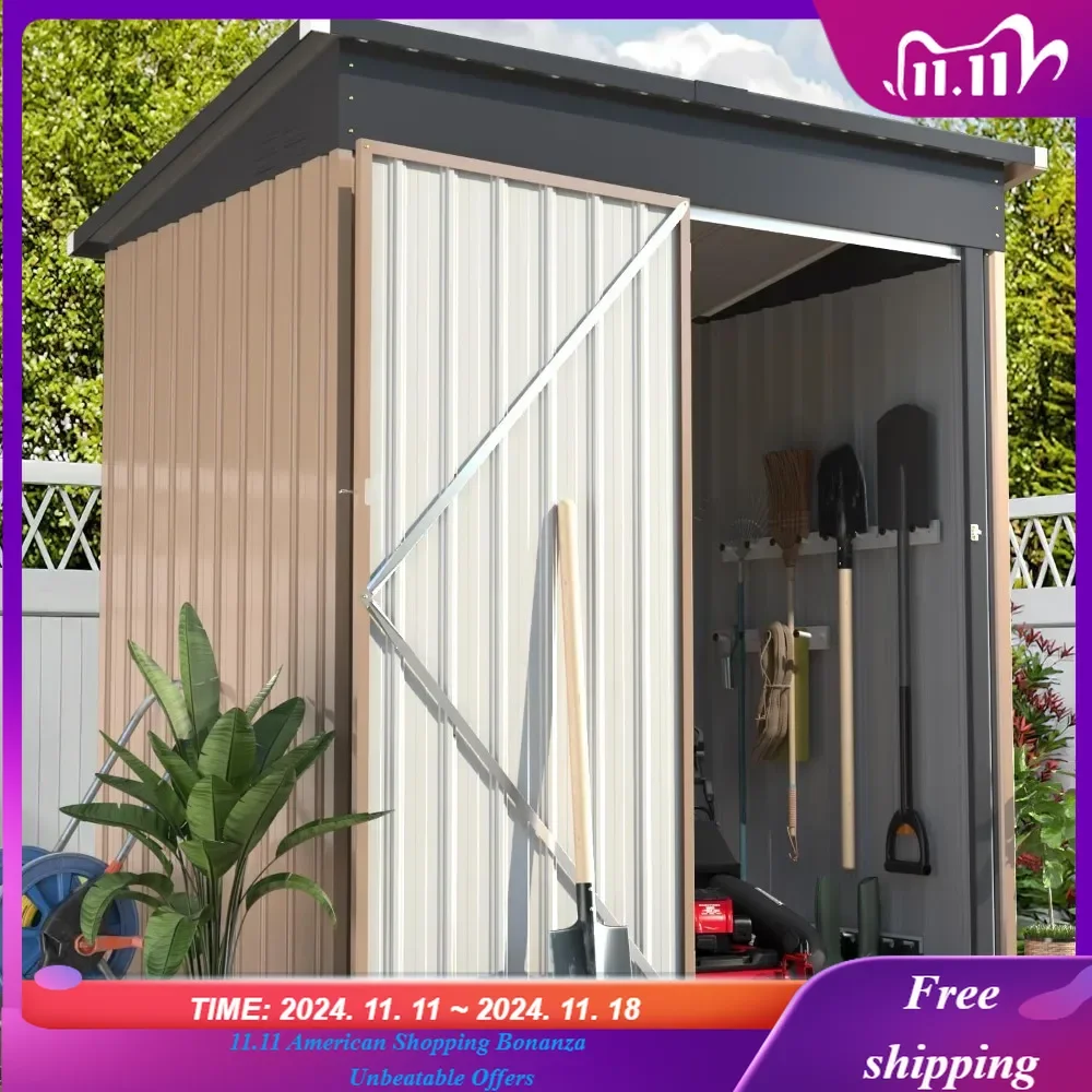 5' x 3' Outdoor Metal Storage Shed, Steel Garden Shed with Single Lockable Door, Tool Storage Shed for Backyard, Patio