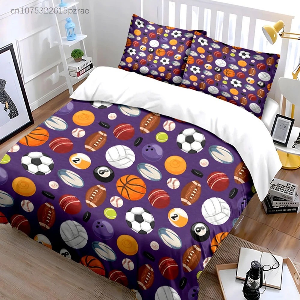 Sports Ball Pattern Set Suitable For kids' rooms, Multiple Sizes kid's And adults' Bedroom Exquisite 3PC Bedding set, Gift