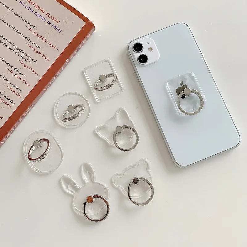 Transparent Finger Ring Holder Diamond Ring Phone Stand Holder for Cellphone Finger Grip Rotatable Phone Support Mount Accessory