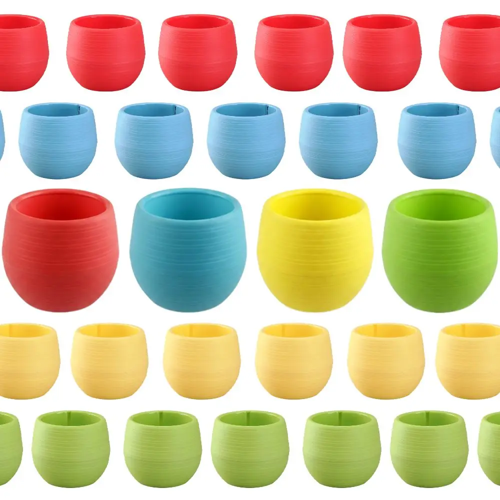 4/9/12pcs Random Color Mini Plastic Succulent Pots Ribbed Small Plant Planter with Drainage Hole Indoor Decor YMY