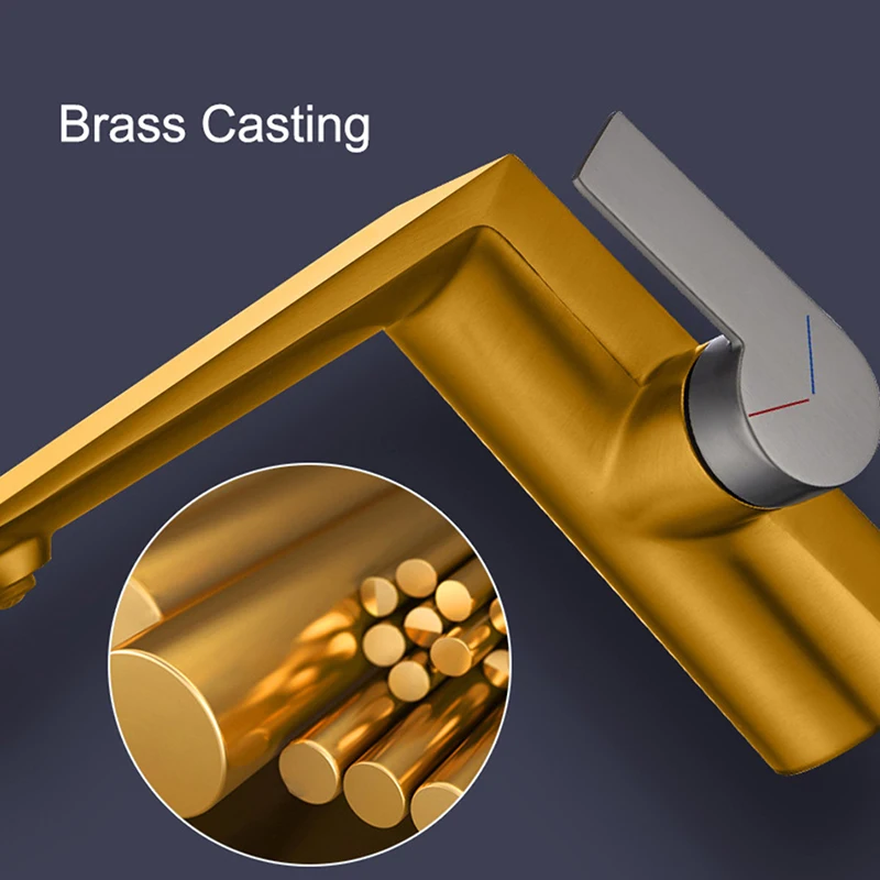 Imagem -05 - Torneira Moderna de Lavatório em Latão Armário de Banheiro Montado em Deck Água Quente e Fria Torneira Misturadora para Pia de Alta Qualidade Pistola Dourada Escovada Cinza