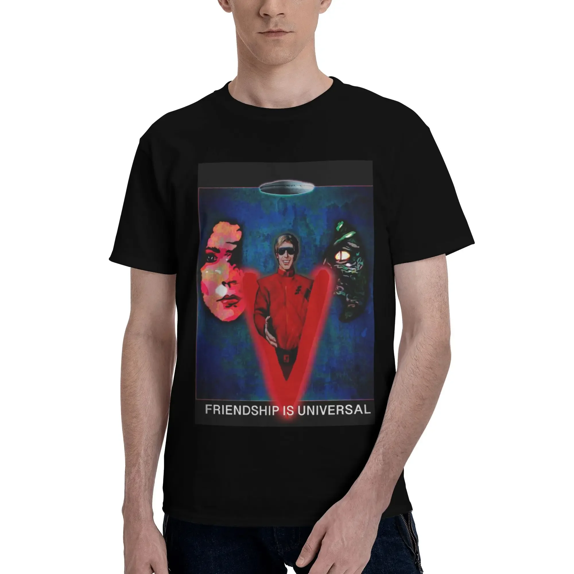 V The Visitors  100% Cotton T-Shirt Men's Oversized T Shirts Men Crew Neck Short Sleeve S-6XL