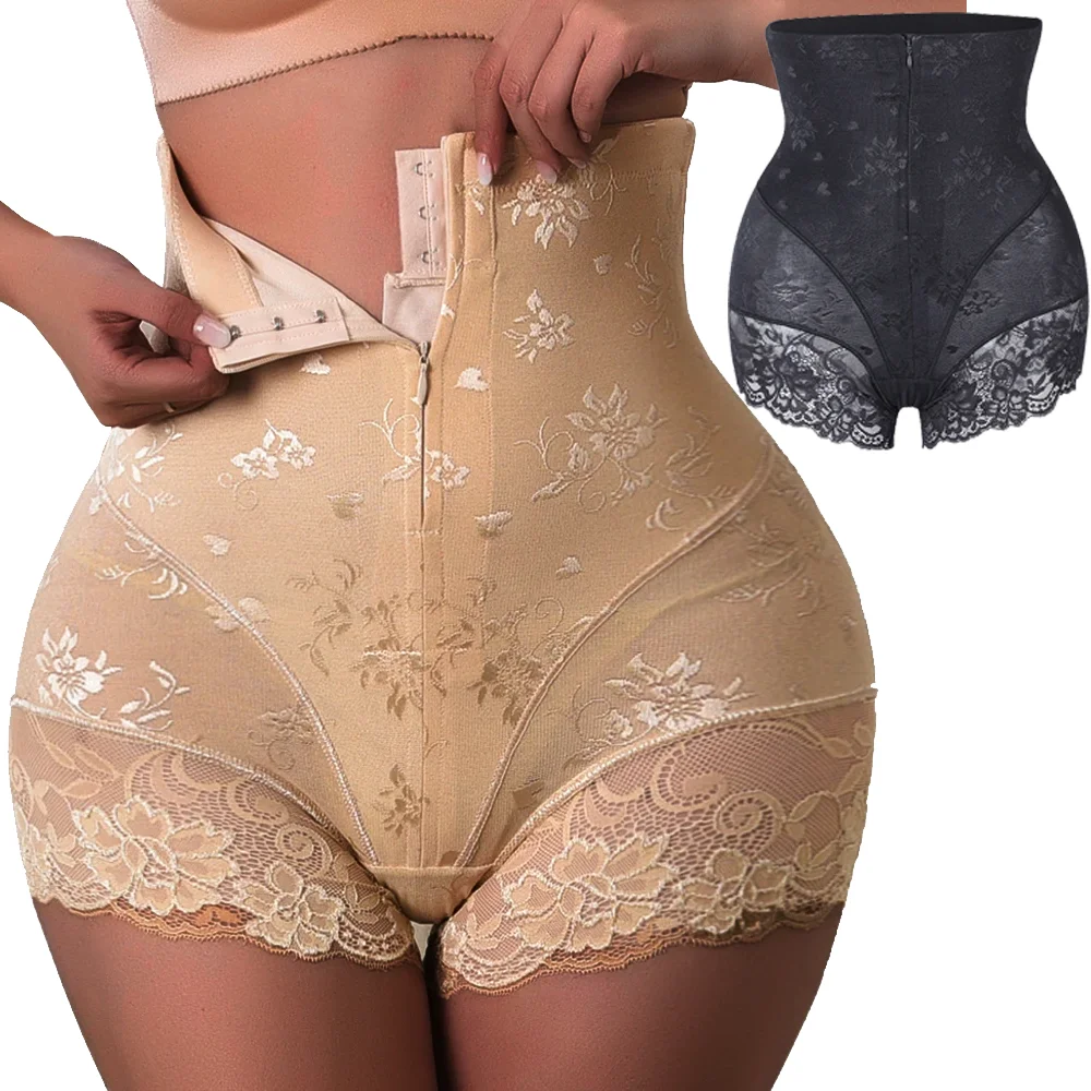 Women Shaper Panties Sexy Lace shapers Body Shaper with Zipper Tummy Control Panties Shapewear Belly Slimming Girdle Underwear