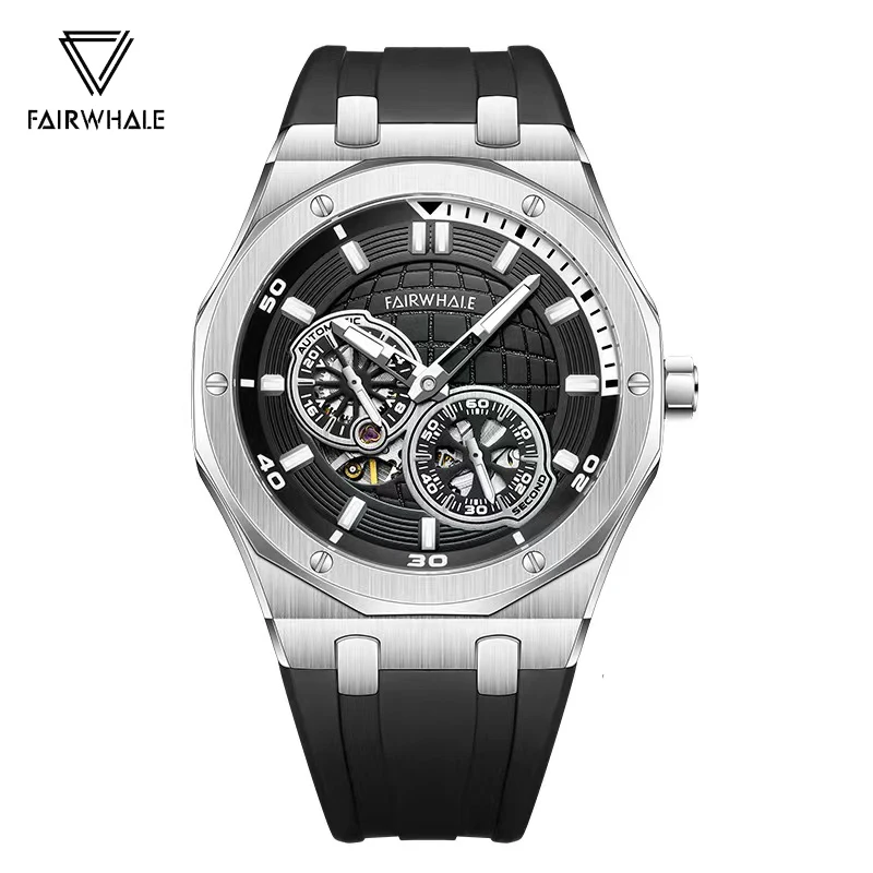 Luxury Brand Automatic Watch Men Fashion High Quality Stainless Steel Mechanical Wristwatch Sport Silicone Strap Reloj Hombres