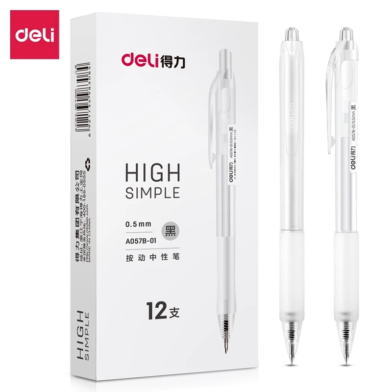 Deli 1 PC Gel Pen 0.5mm Black Ink Press Soft Grip Office School Stationery A057B-01