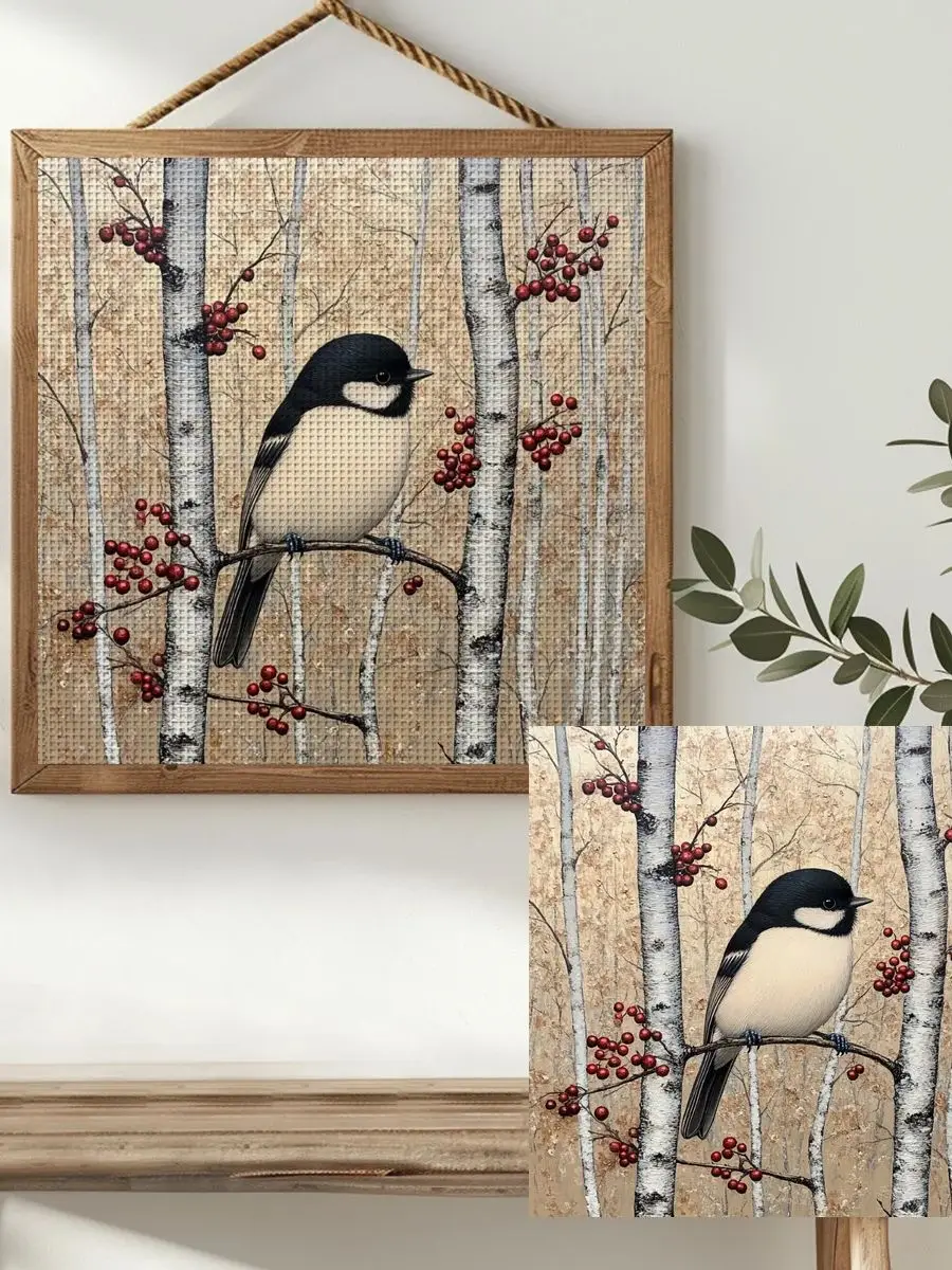 1 Stück 40X40CM/15,74 Zoll Vogel-Stickmuster Kreuzstich-Set DIY-Set 11CT/14CT DIY-Stickset DIY-Kreuzstich-Set Vollständiges Stickset – Detail 1