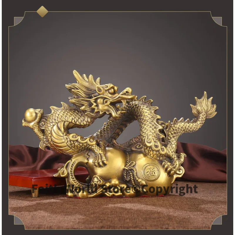 تمثال من النحاس الذهبي التنين 2023 كبير جلب الثروة الكنز المنزل مخزن الأعمال المال رسم التميمة الحظ حظا سعيدا