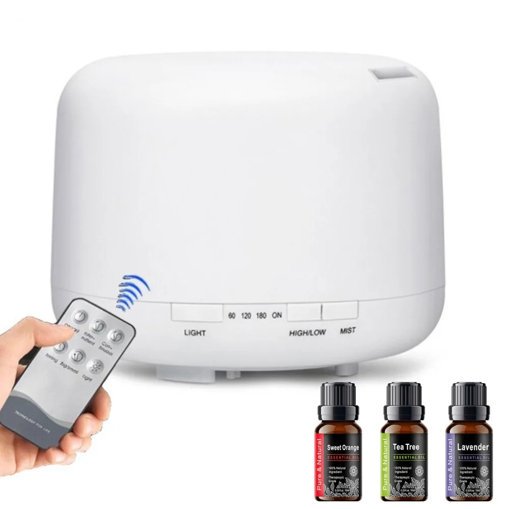 

From US. 300ML Essential Oil Diffuser with Remote Control & 7 Color LED Lights - Aromatherapy Humidifier with 3 Oils for Home/O