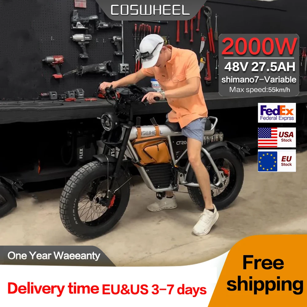 

EU Stock CT20S Electric Bike 20 Inch Fat Tire 2000W Electric Bicycle Adult 20 inch Commuter Bicycle Adult Mountain Moped Ebike