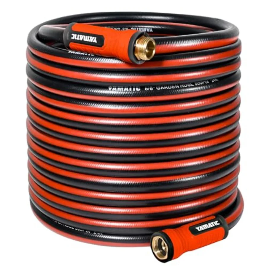 

YAMATIC Garden Hose 100ft x 5 8 Ultra Durable Water Hose with Swivel Handle Kink Resistant Solid Brass 3 4 Connection Fittings