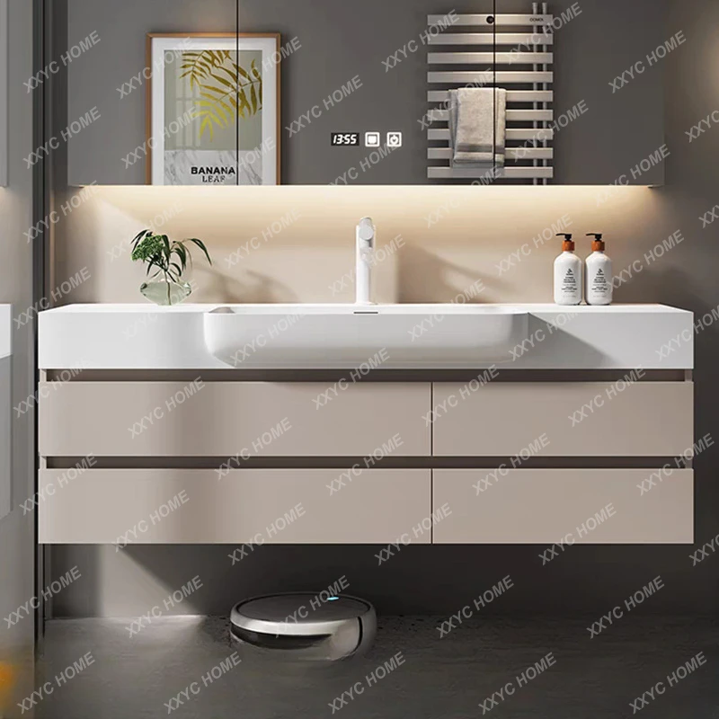 Stainless Steel Stone Plate Basin Bathroom Cabinet Assembled Cabinet Smart Mirror Cabinet Wash Basin Balcony Ark