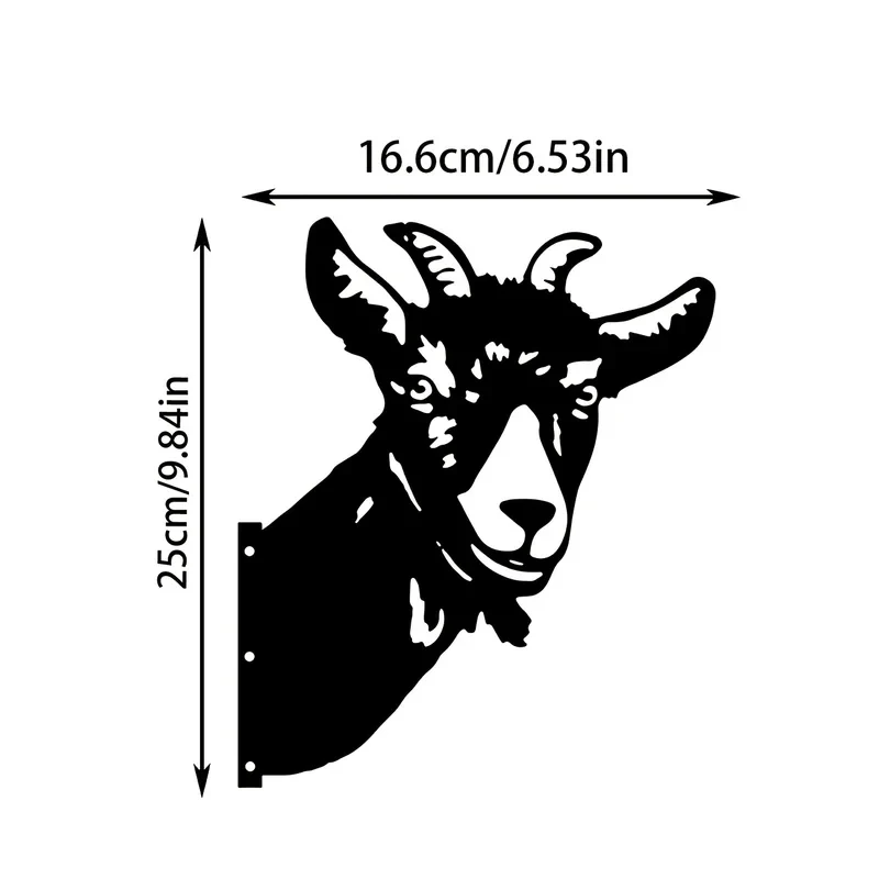 Sheep Head Shape Iron Silhouette, Outdoor Garden Fence Decorations Add a Rustic Touch to Your Garden with this Sheep Head Sh 1pc
