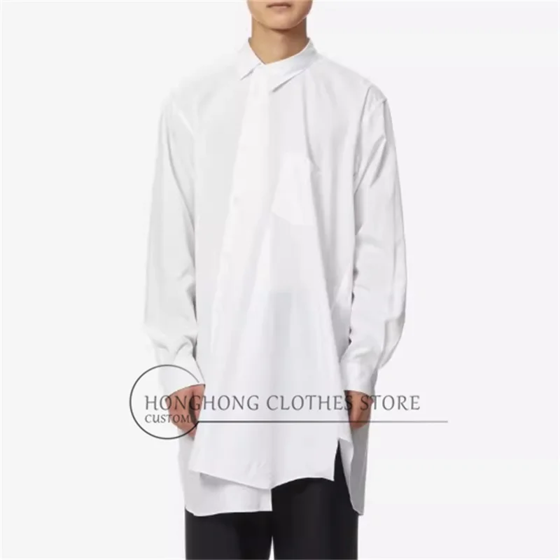 

Новая асимметричная белая рубашка в скандинавском оригинальном дизайнерском стиле 2025 года.