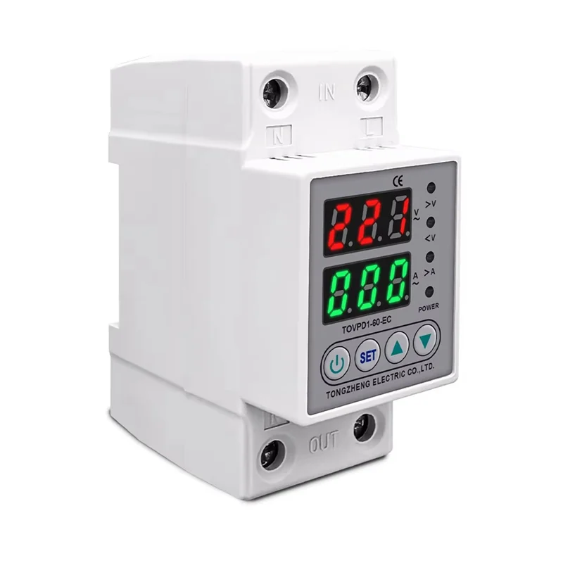 

ABMI-Rail 220V Adjustable Over And Under Voltage Protective Device Protector Relay Monitor Current Limit 63A,