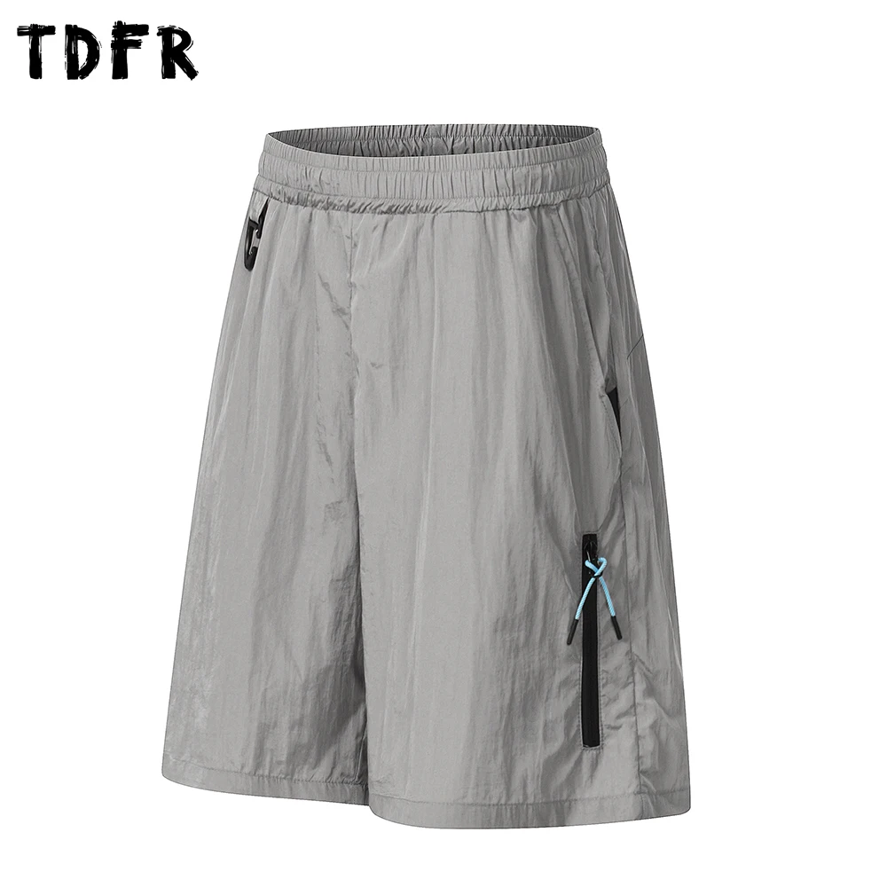 Zipper Decoration Cargo Shorts Mens Print Summer Safari Style Elastic Waist Baggy Wide Leg Knee-length Shorts Man