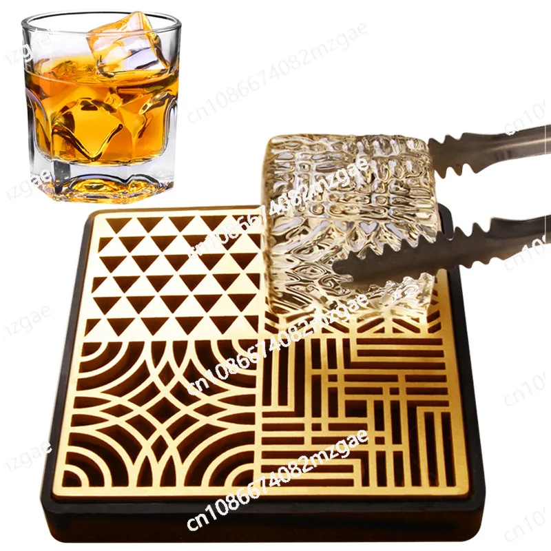 Bar Ice Copper Plate Ice Block Carving Texture Internet Celebrity Seal Pattern Logo Logo Decoration Square Ice Plate Mold