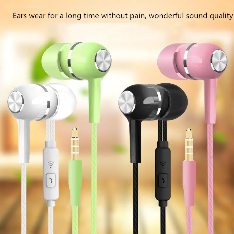 New 3.5mm Wired In-EarSuper Bass Crack Colorful Headset Earbud with Microphone Hands Free Sport Earphone For Android iPhone