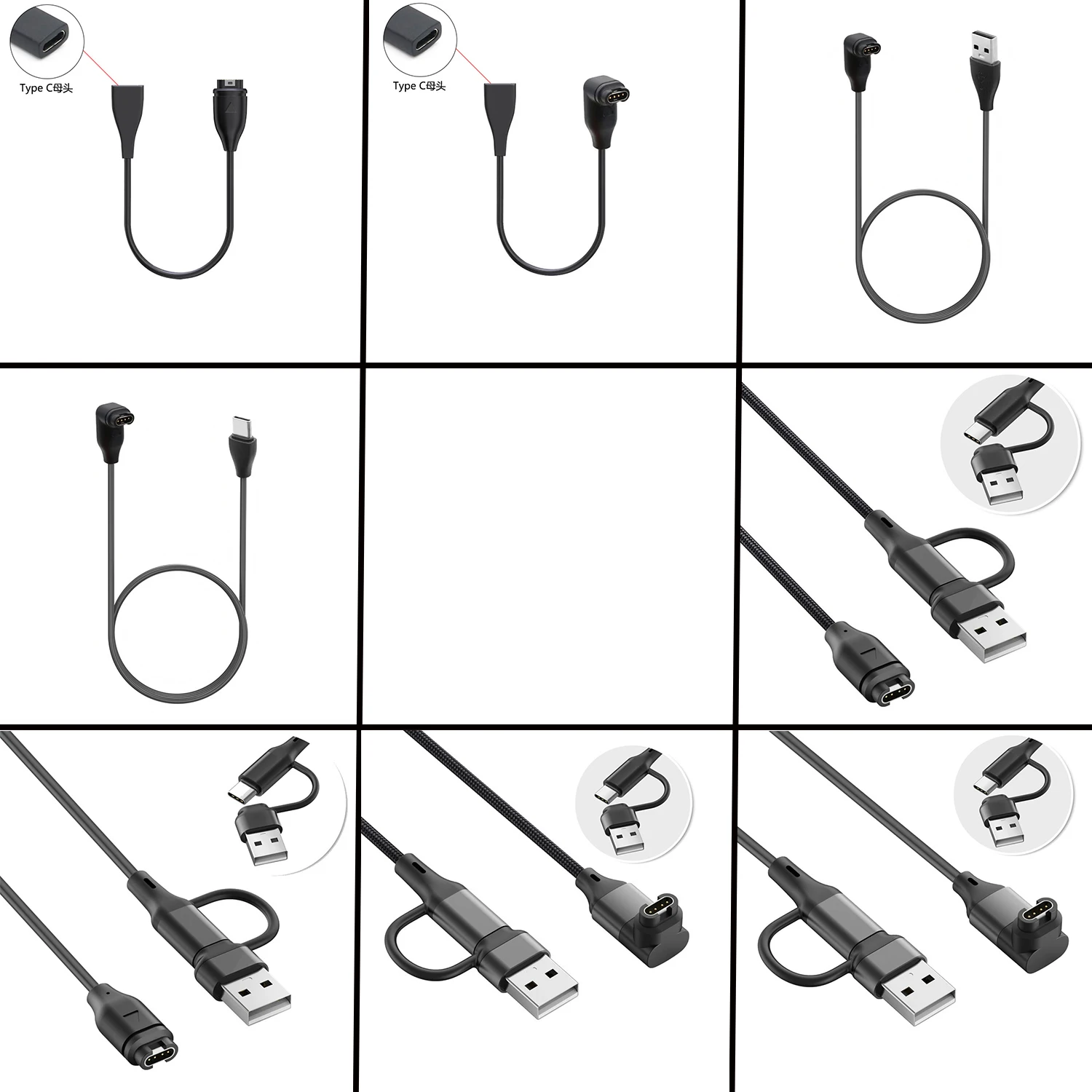 JavicTech 2 In 1Charging Cable Charging Cable for Garmin Fenix7/7S/6X/5S/5X/5S/5Plus/935/945/s40 Smart Watches Universal Cable