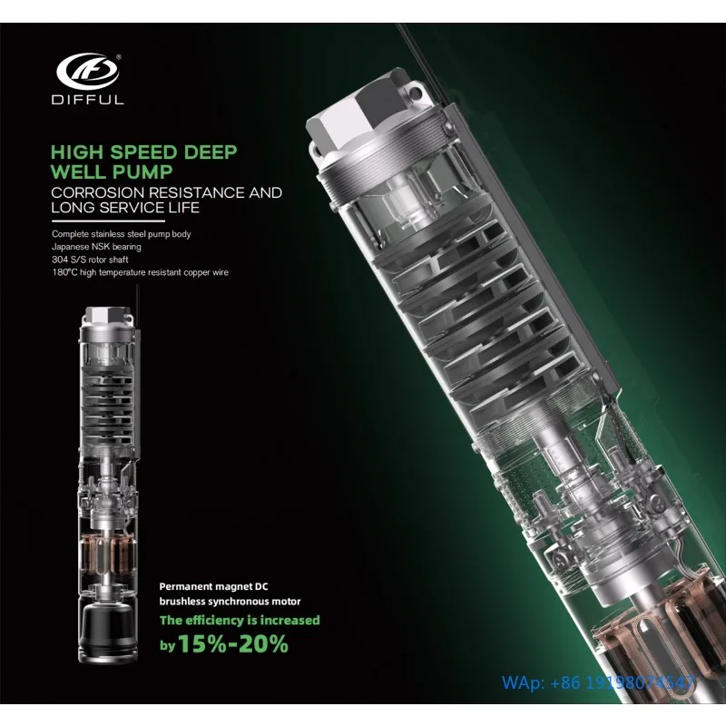 4 Inch 7.5HP AC DC High Speed Large Flow Deep Well Water Pump