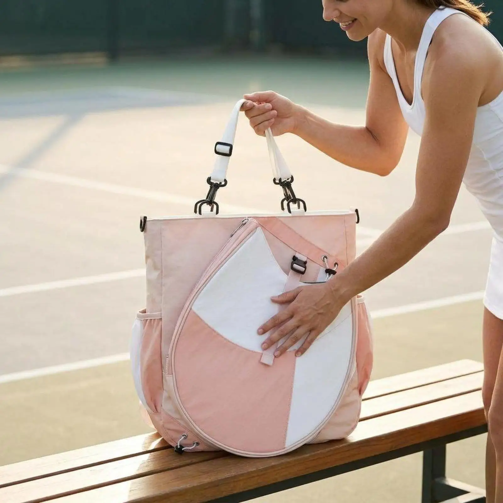 Functional Sport Shoulder Pack Women's Sports Bag with Racket Storage for Gym and Outdoor Activities