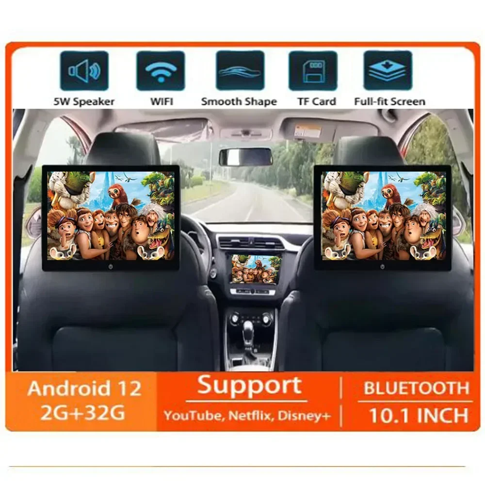 10.1 Inch Full -fitting Screen Car Headrest Monitor TV Play Movie Android Auto FM WiFi/Bluetooth/USB/HDMI for Back Seat