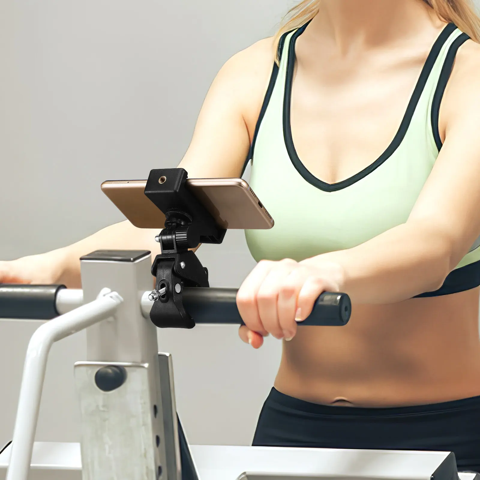 1 Set Adjustable Mic Stand Phone Holder 180 Degree Rotating Clip for Smartphone Tablet Mounting on Bike Instrument