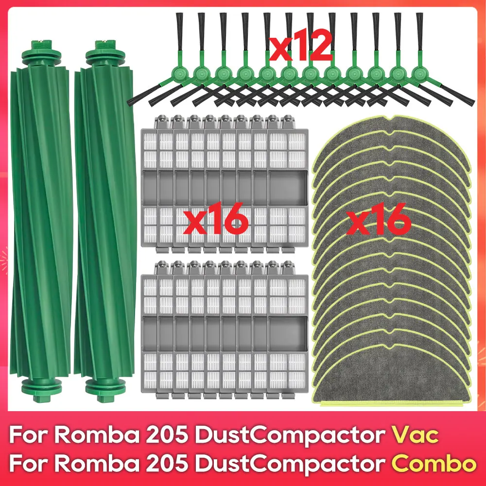 Image of Passend für ( iRobot Roomba 205 DustCompactor Combo / Vac ) Ersatzteile für Saugroboter Haupt- und Seitenbürsten, Wischlappen, F