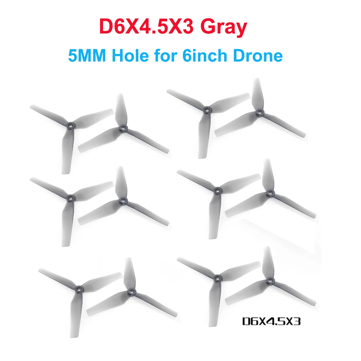 HQProp 6 Zoll 3-Blatt Tri-Blade PC Propeller D6X4,5X3 CW CCW 5mm Wellenloch für 6 Zoll FPV Racing Drone – Detail 1