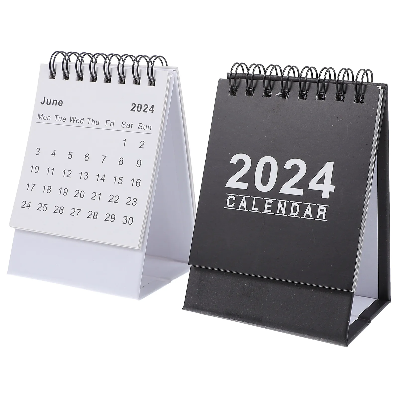 

2Pcs Tabletop Monthly Calendar Sturdy Paper Metal Build Spiral Coil Design Space Saving Desktop Organizer for Office Home Study