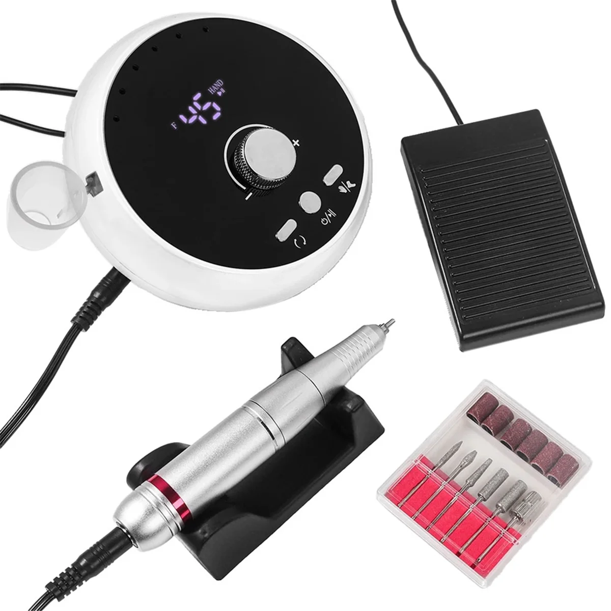 Elektrische Nagelbohrmaschine, professionelle Maniküre-Maschine, bürstenloser Motor, Nagelschleifer-Set, Nagelpolierer-Ausrüstung, US-Stecker, D