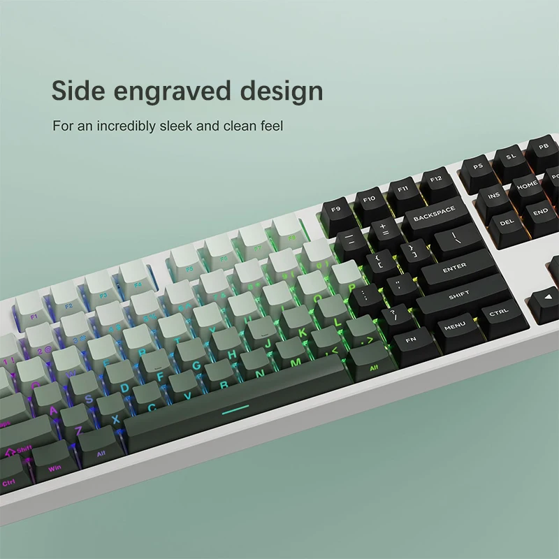 136 Key PBT Double Shot Side Print Shine Through Backlit OEM Profile Keycaps For MX Mechanical Keyboard