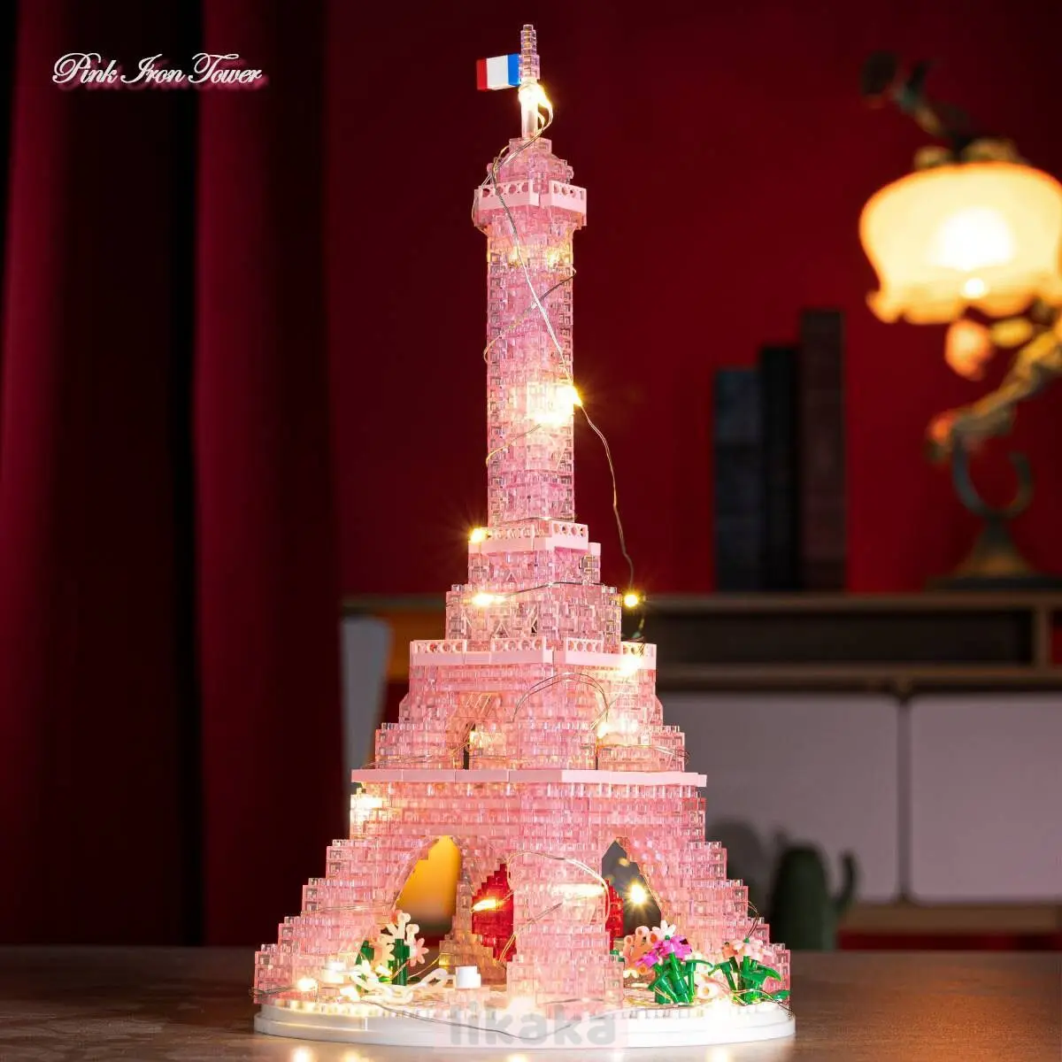 1314PCS World Famous Architecture Building Blocks Pink Paris Eiffel Tower Model Diamond Blocks Toys for Girls Birthday Xmas Gift