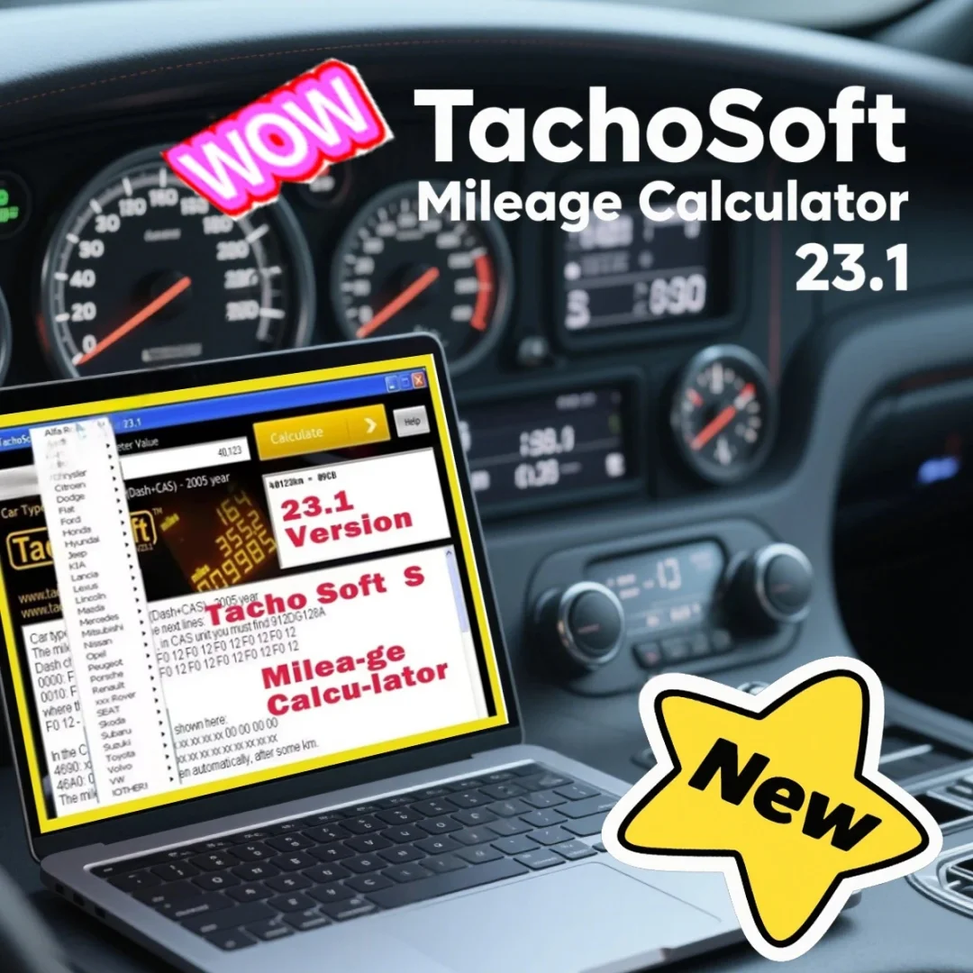 أحدث برنامج آلة حاسبة الأميال الساخنة TachoSoft لعام 2025، برنامج تصحيح الأميال 23.1، الإصدار الكامل يدعم العديد من ماركات السيارات