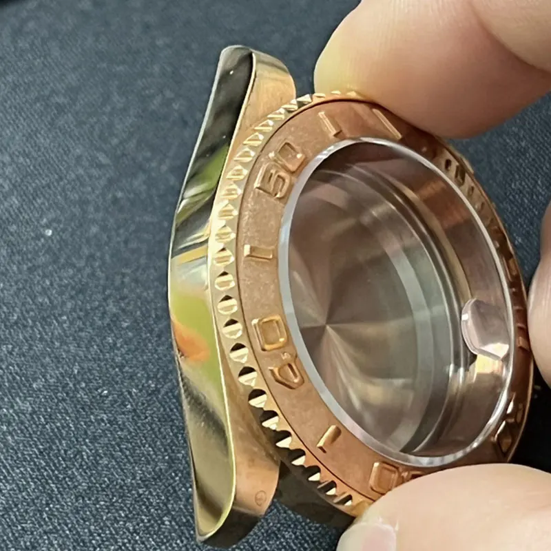 Watch Modify Parts 40mm CUSN8 Bronze Material Polished/Engraved Watch Case Sapphire Glass Suitable For NH35/36 Movement 20Bar