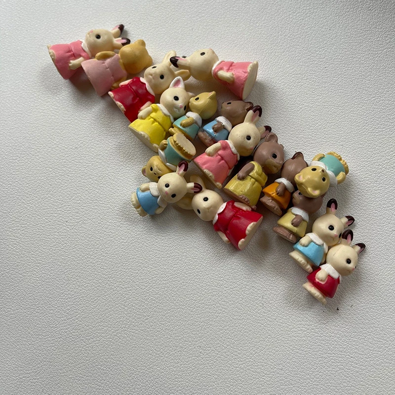 1PC Kawaii Forester Families Animal Figure Toy PVC Rabbit Doll Cat Bear Animal Model Toys For Kids Random Send Bulk Mini Toys