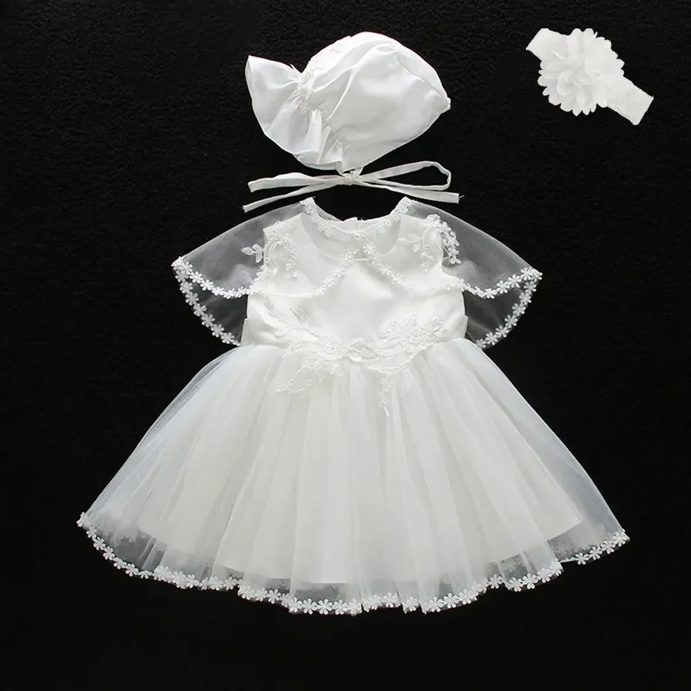 

new born baby girls dress white lace wedding party baby dresses ball gown sleeveless girl baptism 1 year vestido infantil 3-24