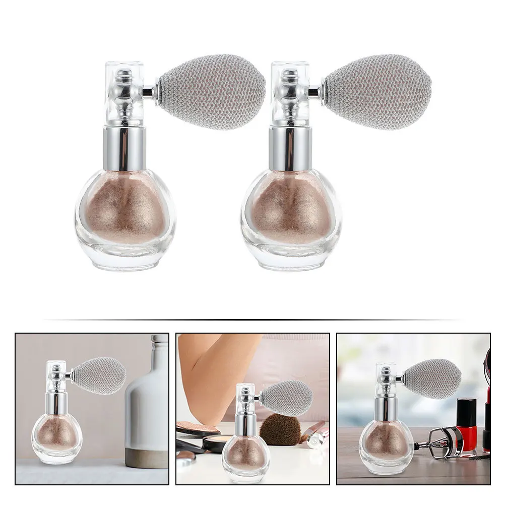 

2Pcs Highlight Powder Bottle with Glitter Spray for Body Hair Face Multi-Use Shimmer Decor Long-Lasting Non-Comedogenic