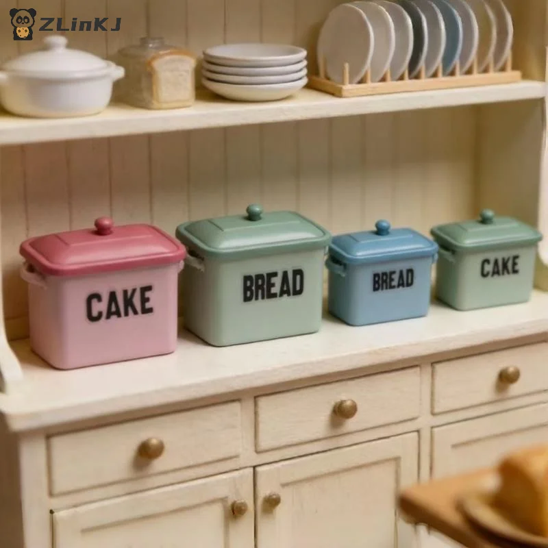 ▶Dollhouse Mini Cake Bread Storage Box Model Dollhouse Simulation Kitchen Decor Accessories Micro Scene Photo Props