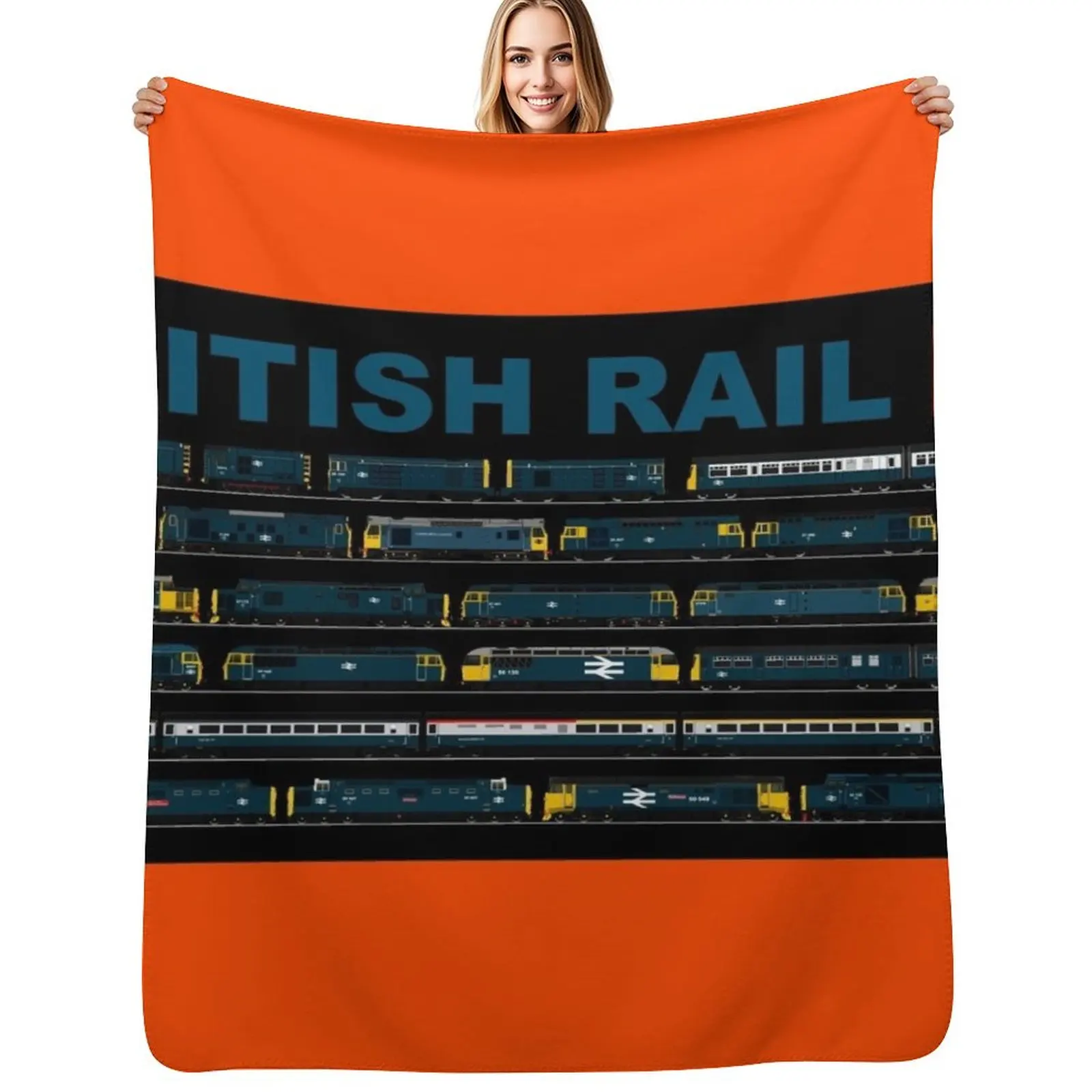 BRITISH RAIL TRAINS Throw Blanket Cozy Light Blanket for Travel Camping Picnic