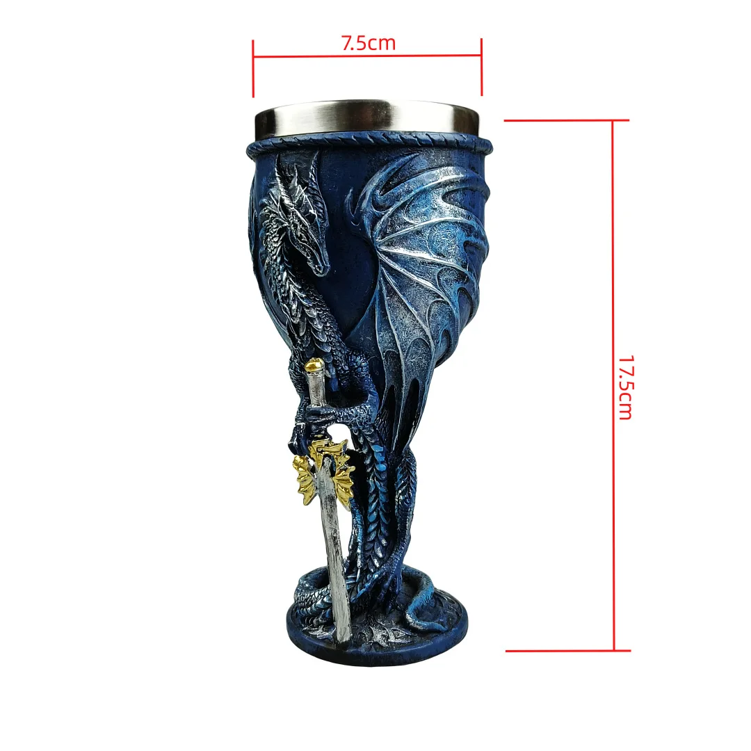 Retro Stainless Steel Beer Cup Men’s Gift Nordic Medieval Mythical Creative 3D Sword Warrior Goblet Wine Glass Drinking Cups view 5
