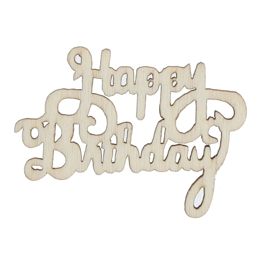 20pcs Happy Unfinished Wood Cutout Words Mini Size Hollow Cutout Wooden Ornaments Wooden Party Prop For Birthday Party