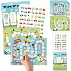 Potty Training Chart with Vehicle Sticker Rewards Toilet Training Step Behavior Planner Sticker Transport Theme Decal Poster