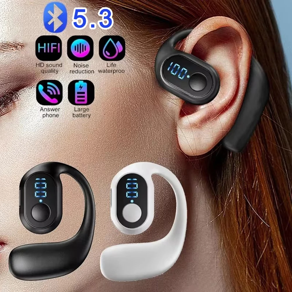 Open-Ear Headphones Ear Hook Bluetooth 5.3 Earphone HiFi Stereo Noise Reduction Headset Wireless Earbuds For iPhone Xiaomi