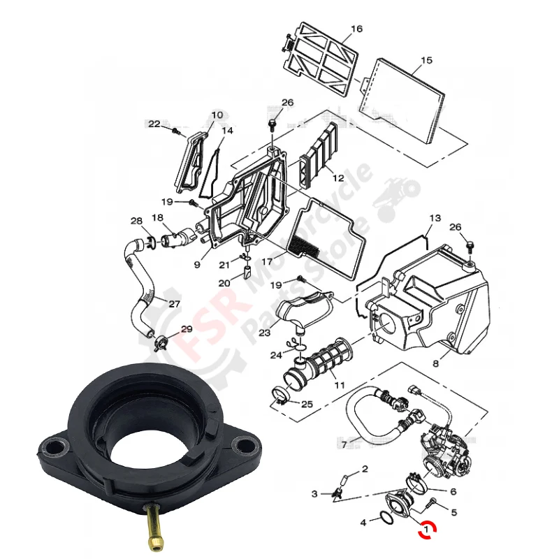 INTAKE MANIFOLD,FOR YAMAHA YBR250 2007 2009 2011 YS250 FAZER 2015,P/N:1S4-E3585-00