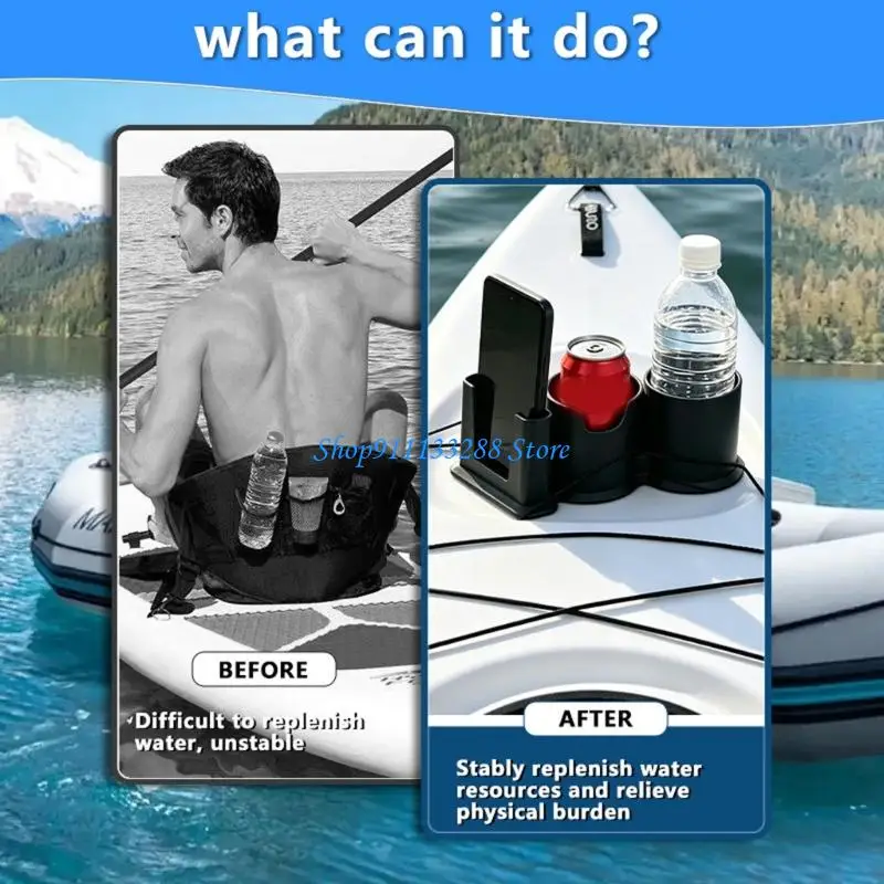 G88D Drink Holder With Universal Phone Mount For Kayak Water Sports Accessories Double Cup Beverage Holder Easy Installation