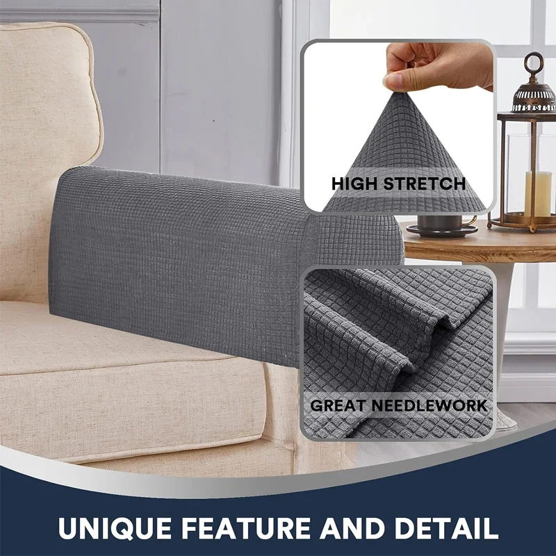 Stretch Sofa Armrest Covers Spandex Jacquard Arm Covers for Chairs and Sofas Anti-Slip Couch Covers Furniture Armrest Protector