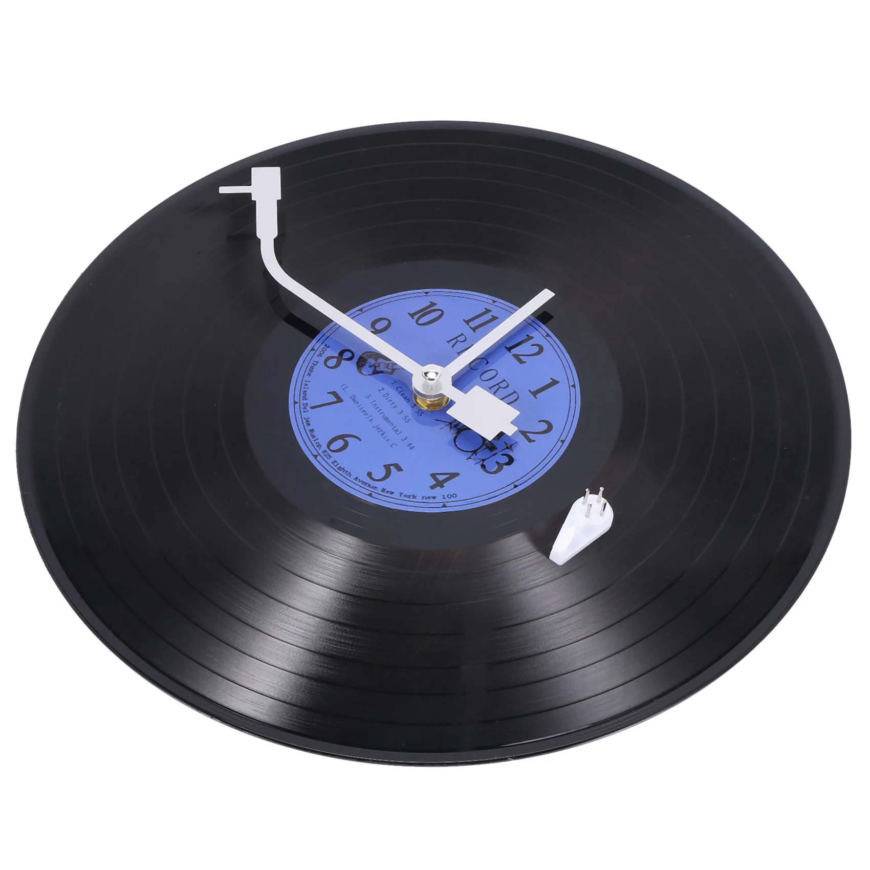 X11AA Quartz Round Retro Wall Clock Art Design Kitchen Living Room Home Decoration Vinyl Record Clock Blue + Black Plastic
