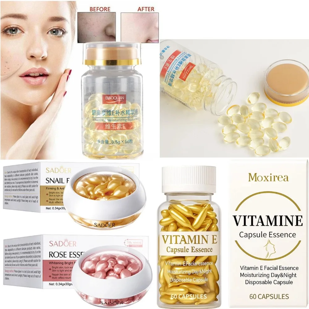 Vitamin E Soft Capsule Essence Water Replenishing And Wrinkle Reducing Essence Snail Rose Essence Capsule Lotion Facial Care