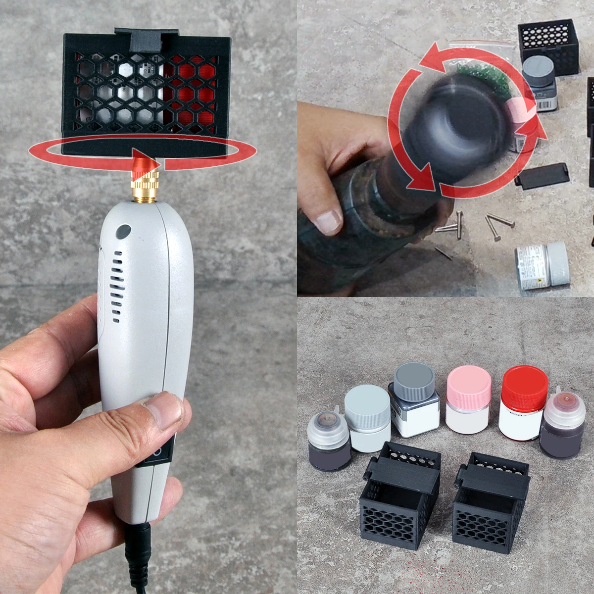 

Scale model Miniature painting tools Model paint shaking holder mixing clamp Adjustable Works with drill For TK AK AV MIG GSI