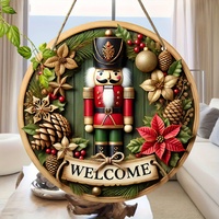 Vintage Christmas Nutcracker Decorative Wall Hanging Sign - Manufactured Wood Welcome Plaque with Nutcrackers Theme, Multipurpos